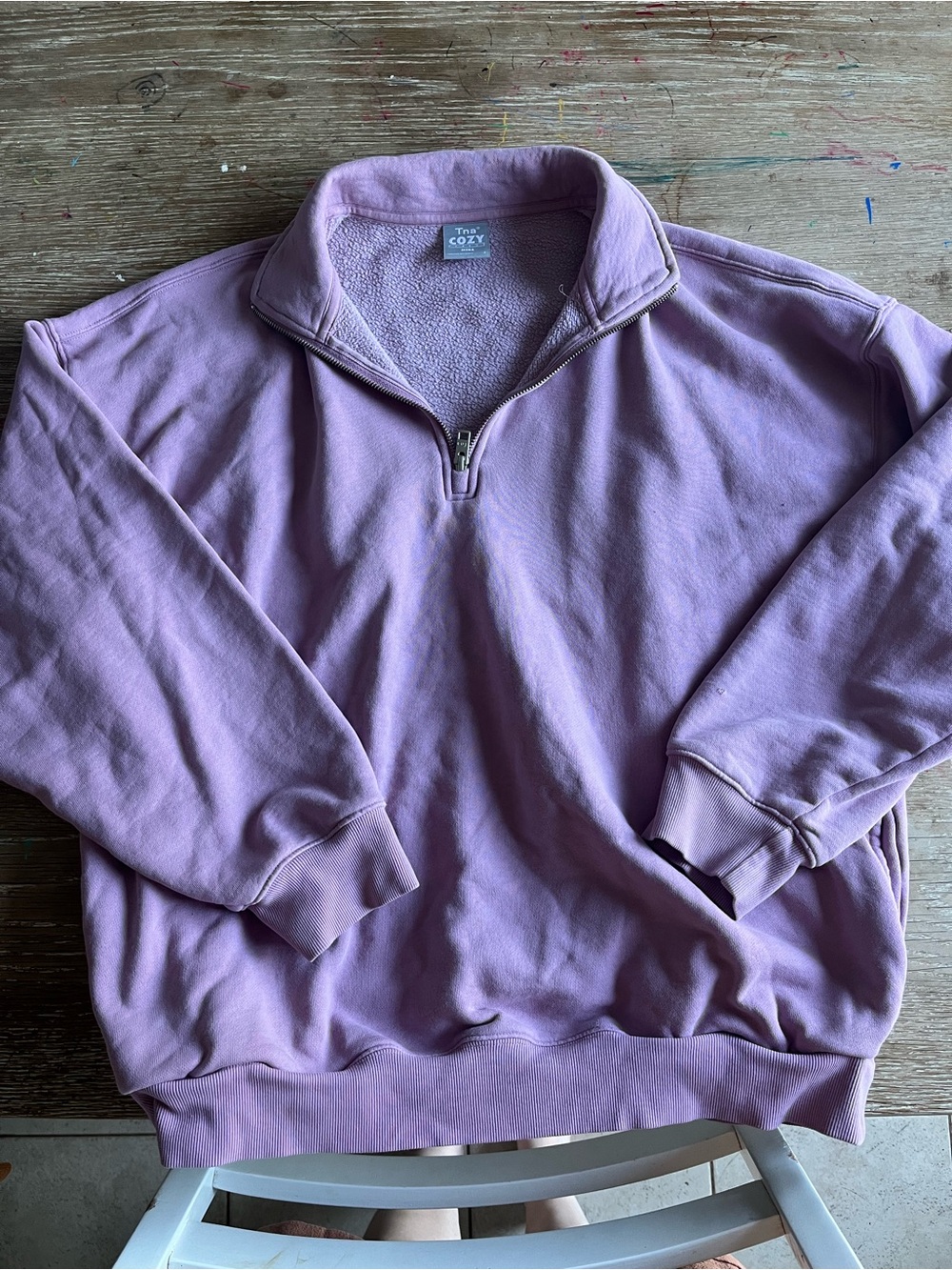 TNA Lavender Half-Zip Sweater